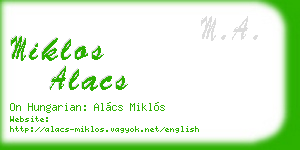 miklos alacs business card